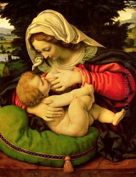 The Virgin of the Green Cushion, 1507-10 Oil Painting by Andrea Solario