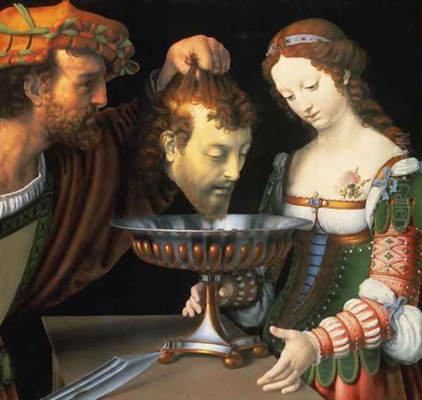 Salome with the head of John the Baptist, 1520-24 Oil Painting by Andrea Solario