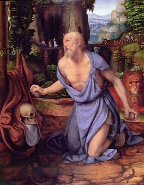 St. Jerome in the Wilderness, c.1510-15 Oil Painting by Andrea Solario