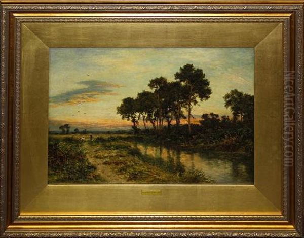 Rural River Landscape Oil Painting by Daniel Sherrin