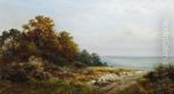 Figures Resting On A Coastal Path Oil Painting by Daniel Sherrin