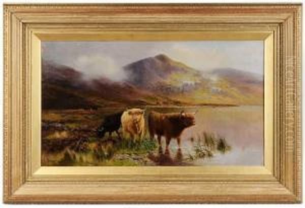 Highland Landscape With Cows Oil Painting by Daniel Sherrin