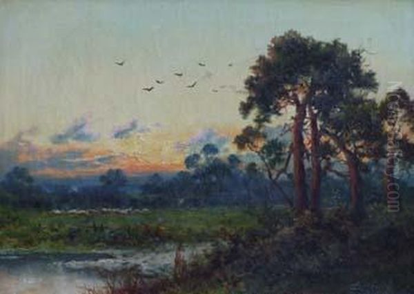 Evening On The Common Oil Painting by Daniel Sherrin