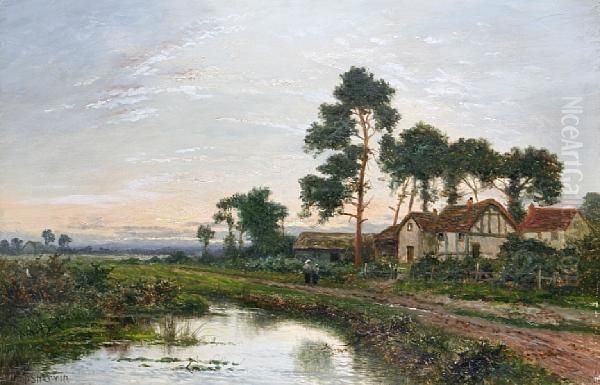 A Kent Homestead Oil Painting by Daniel Sherrin