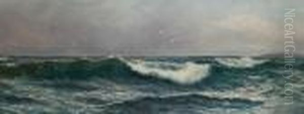 Wave Breaking Oil Painting by Daniel Sherrin