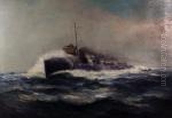 British Royal Navy Torpedo Boat Destroyer, Possibly Havock Class Oil Painting by Daniel Sherrin