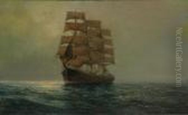 A Clipper In Light Winds. Oil Painting by Daniel Sherrin