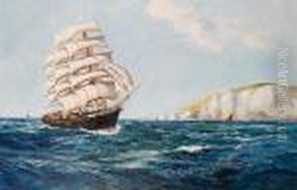 A Clipper Under Full Sail Off Theneedles Oil Painting by Daniel Sherrin