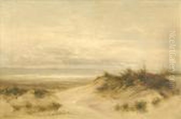 Coastal Scene Withsand Dunes And Gulls Oil Painting by Daniel Sherrin