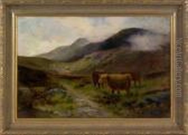 Landscape With Highland Cattle Oil Painting by Daniel Sherrin