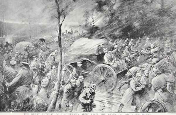 The Great Retreat of the German Army from the Banks of the River Marne in 1914 Oil Painting by Joseph Skelton