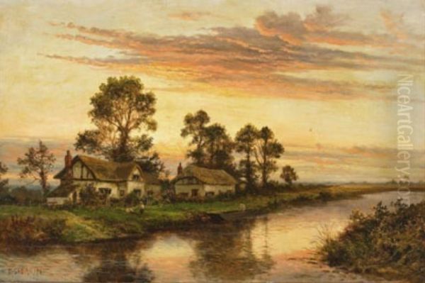 Sunset In Surrey Oil Painting by Daniel Sherrin