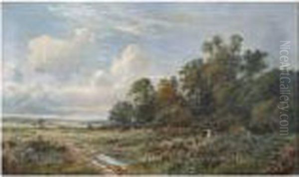 Extensive Wooded Landscape With Figures Oil Painting by Daniel Sherrin