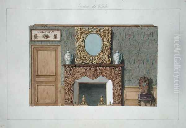 Chimney in the dining room at rue Fortunee, house bought by Balzac in 1847, 1851 Oil Painting by M. Santi