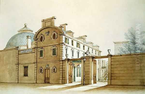 View of the house in rue Fortunee, bought by Honore de Balzac 1799-1850 in 1847 Oil Painting by M. Santi