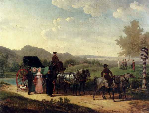 The Coach Stop Oil Painting by Bernard Edouard Swebach