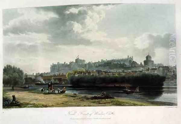 The North Front of Windsor Castle, from Royal Residences, engraved by Thomas Sutherland b.1785, pub. by William Henry Pyne 1769-1843, 1819 Oil Painting by George Samuel