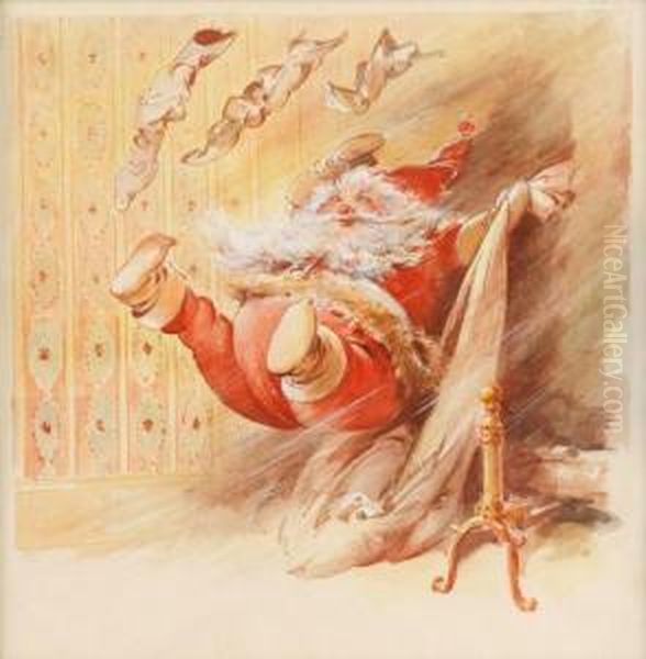 Santa Claus Oil Painting by Everett Shinn