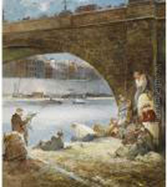 Fishing On The Seine Oil Painting by Everett Shinn