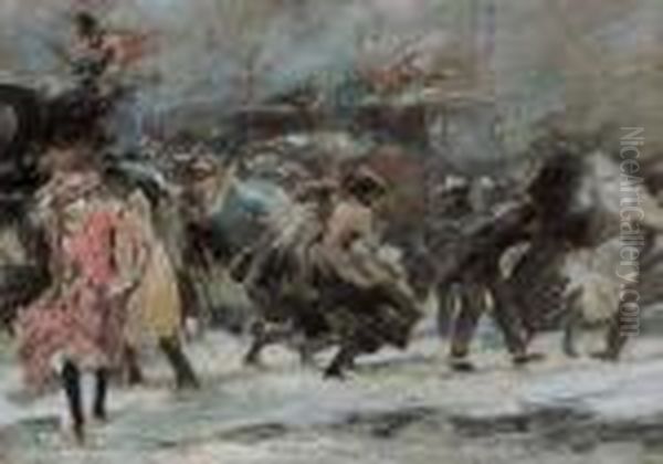 Snowstorm Broadway Oil Painting by Everett Shinn