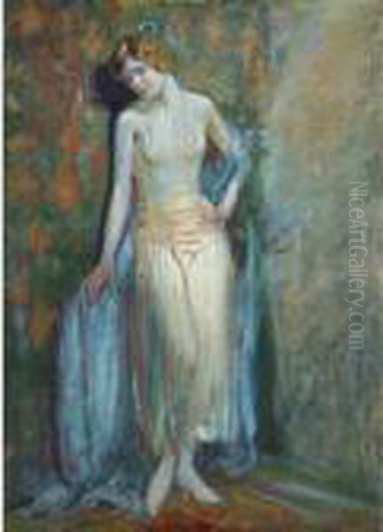 Flapper Oil Painting by Everett Shinn