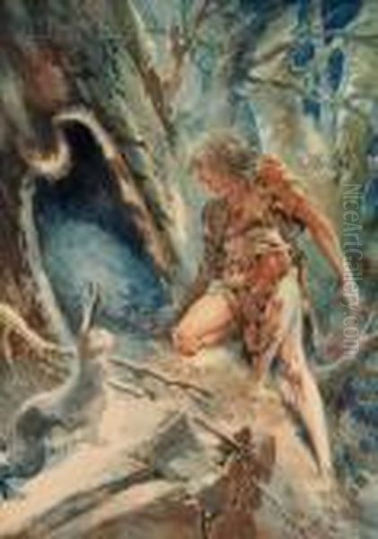 Robinson Crusoe Oil Painting by Everett Shinn