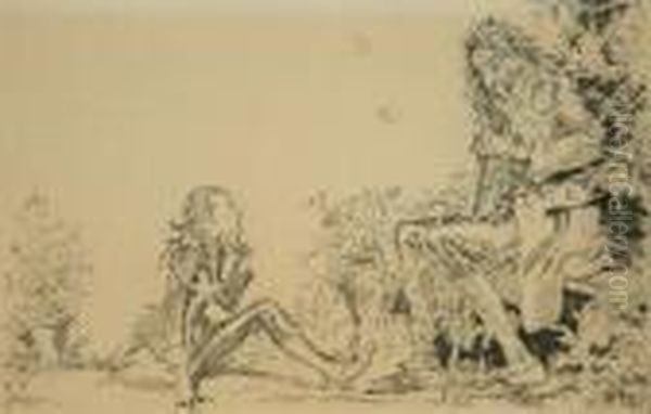 The Old Philosopher From Rip Van Winkle Oil Painting by Everett Shinn