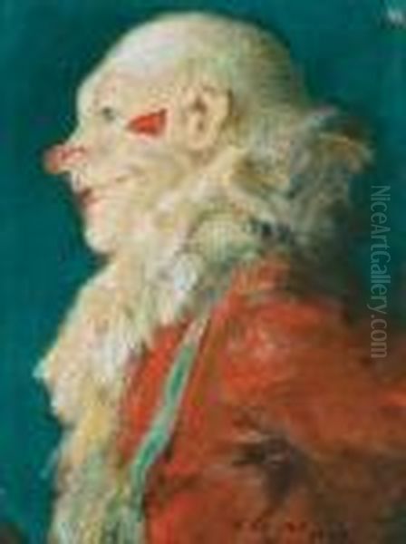 Head Of A Clown Oil Painting by Everett Shinn