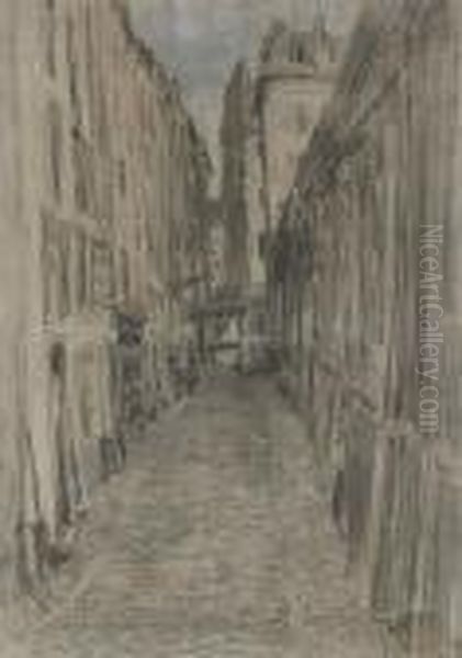 Street In Paris Oil Painting by Everett Shinn