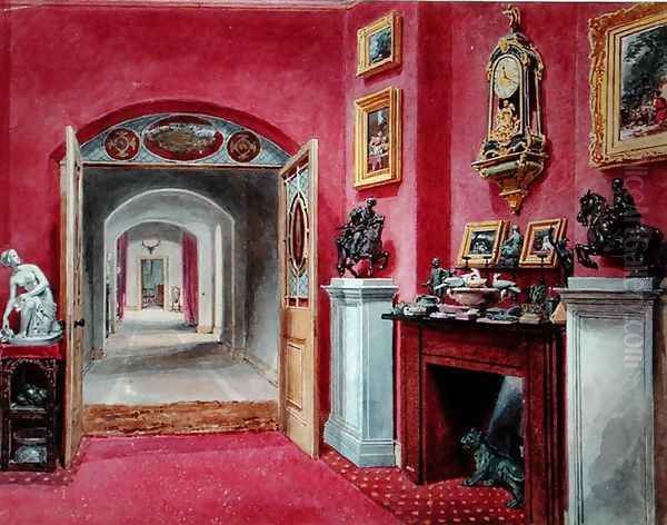 The Ante Room to the Hall, Rempstone Hall, Nottinghamshire Oil Painting by Sarah Caroline Sitwell