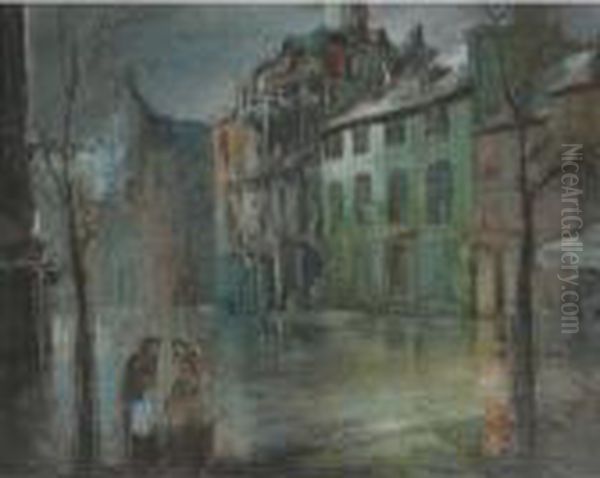 Parisian Street Scene Oil Painting by Everett Shinn