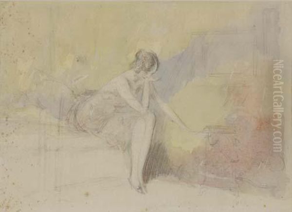 Young Woman Seated By A Stove Oil Painting by Everett Shinn