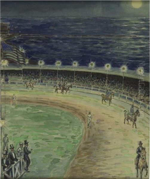 At The Racetrack Oil Painting by Everett Shinn