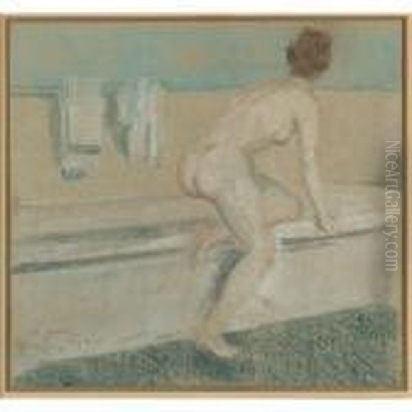 Into The Bath Oil Painting by Everett Shinn