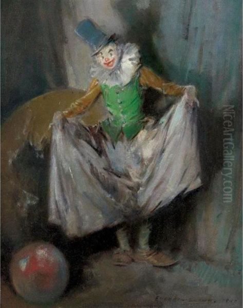 Clown With Big Pants Oil Painting by Everett Shinn