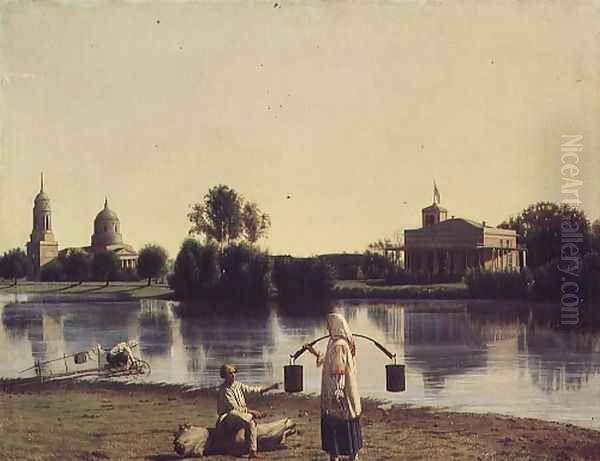 View of Lake Moldino in the Islands, 1844 Oil Painting by Grigori Vasilievich Soroka