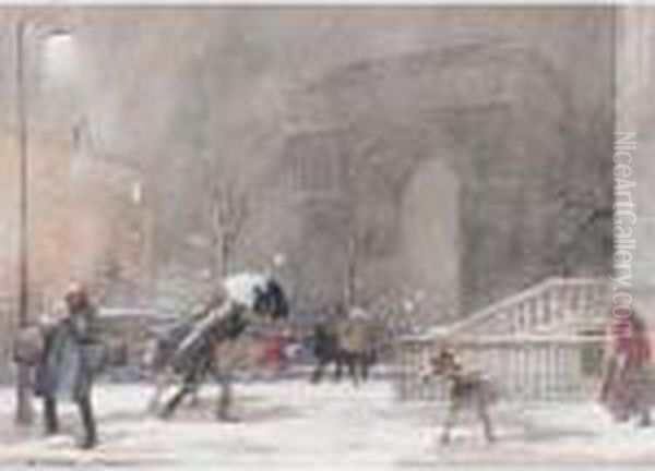 Washington Square Oil Painting by Everett Shinn