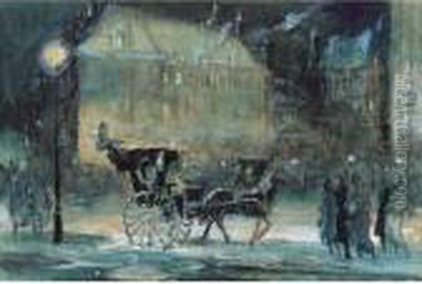 Old Vanderbilt House Oil Painting by Everett Shinn