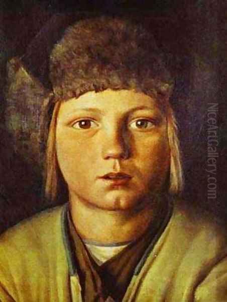 Portrait Of A Peasant Boy Oil Painting by Grigori Vasilievich Soroka