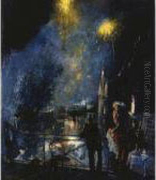 Bastille Day, 14 Of July, Paris Oil Painting by Everett Shinn