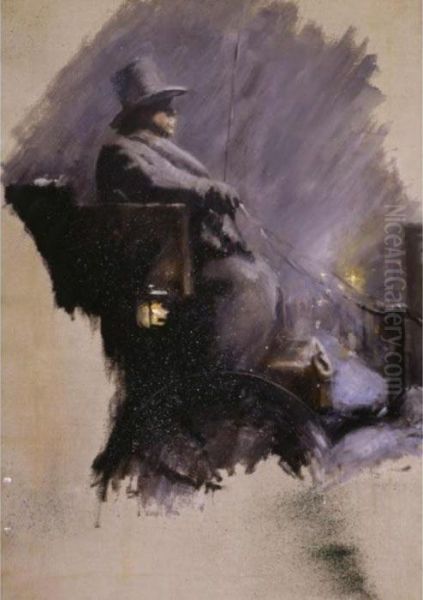 The Cabbie Oil Painting by Everett Shinn