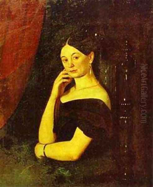 Portrait Of Anna Petrovna Milyukova 1850 Oil Painting by Grigori Vasilievich Soroka