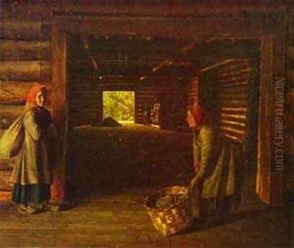 Threshing Floor 1840s Oil Painting by Grigori Vasilievich Soroka