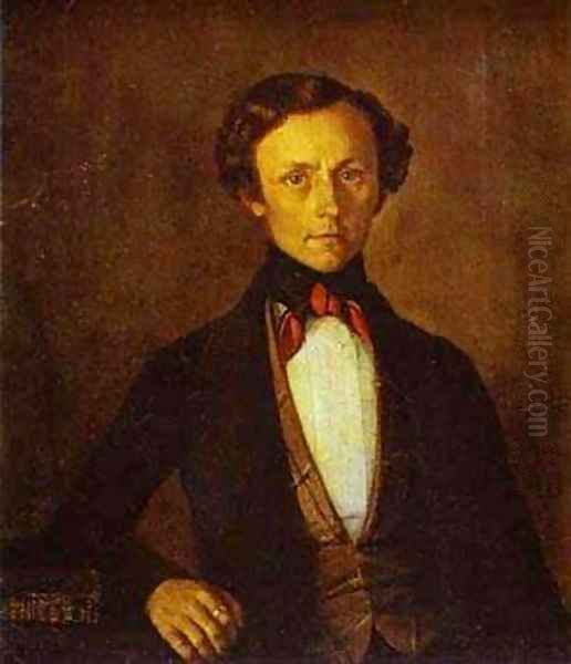 Portrait Of Va Preobrazhensky 1850s Oil Painting by Grigori Vasilievich Soroka