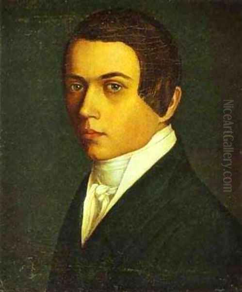 Self Portrait 1840s Oil Painting by Grigori Vasilievich Soroka