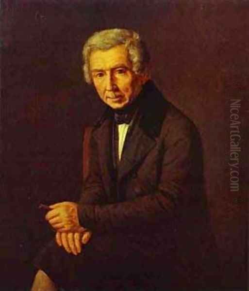 Portrait Of Alexey Venetsianov 1840s Oil Painting by Grigori Vasilievich Soroka