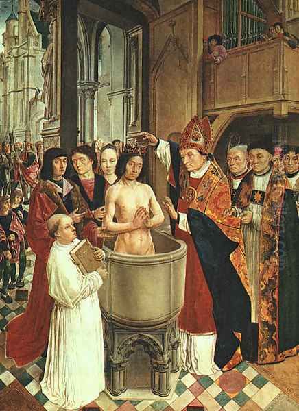 The Baptism of Clovis 1500 Oil Painting by Master of St. Gilles