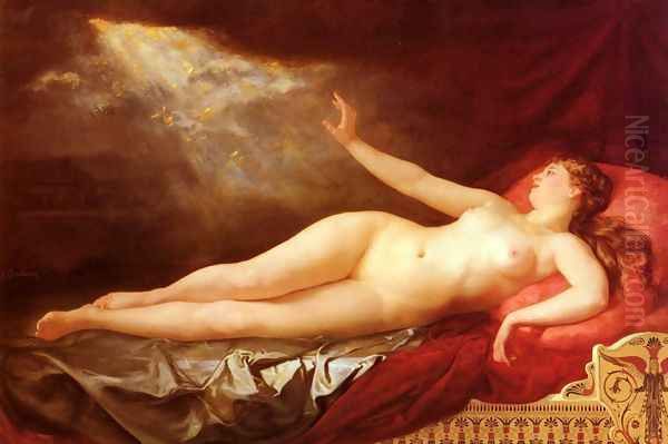 Danae Sous L'Ondee D'Or (Danae and the Golden Shower) Oil Painting by Eugene Soubiran