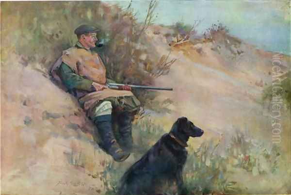 The Flight Shooter, illustration from Wildfowl and Waders Oil Painting by Frank Southgate