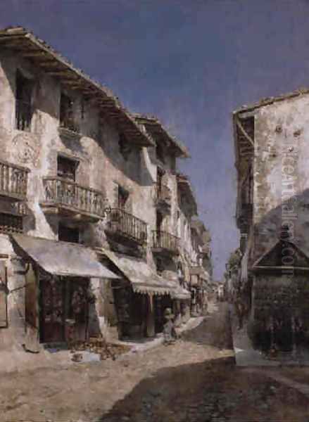 Calle de Pueblo Oil Painting by Joan Roig Soler